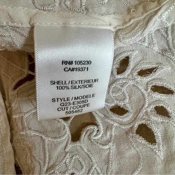 Equipment Ivory Short Sleeve Round Neck Lace Cut Out Womens Size S Silk Blouse - Picture 15 of 16